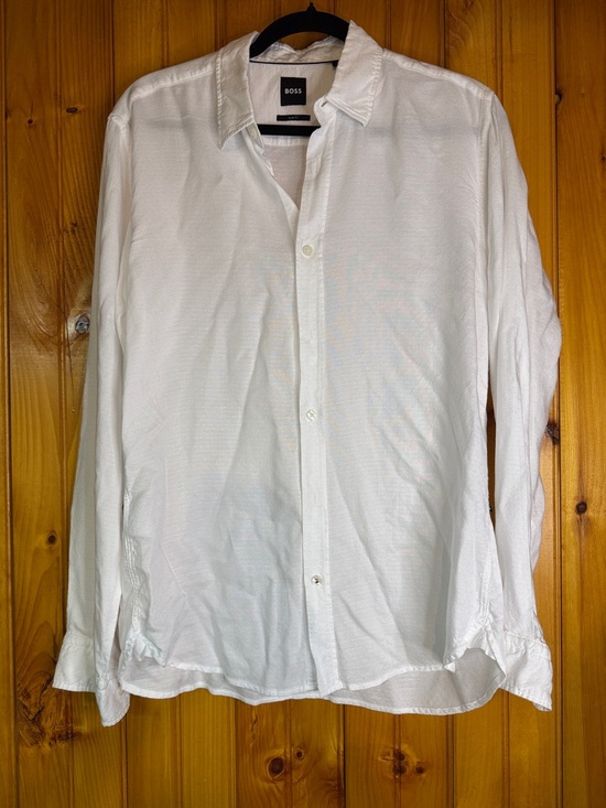 Boss Other - BOSS White Long-Sleeve Casual Button-Down Shirt